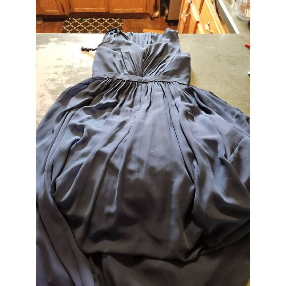 Jenny Yoo Collection Vivienne Chiffon Pleated Gown Navy Blue sz 6 - Picture 5 of 6